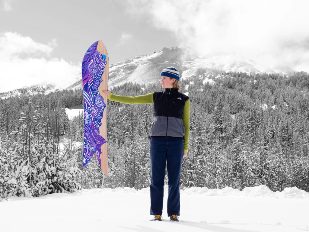 SnoPlanks Asym Fish snowboard at Mount Bachelor